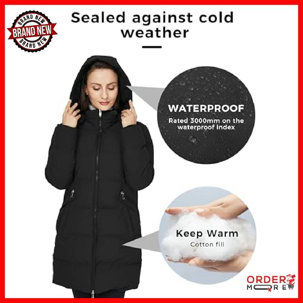 Women's Winter Puffer Parka Coat with Removable Hood Slim Fit - Picture 5 of 8